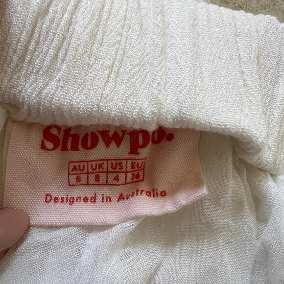 Showpo White Tassel Drawstring Lined Shorts Size 4 - Picture 6 of 6